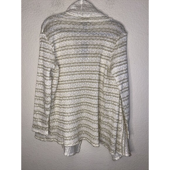 Karen Brooks fairy whimsical Gold Metallic Knit lagen Waterfall Cardigan New - Picture 6 of 8